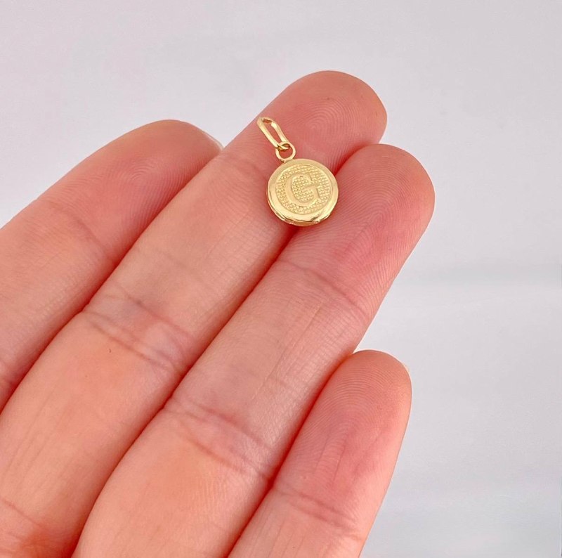 Pendant Circle Letter G 0.4g / 1/2 in Yellow Gold 18K