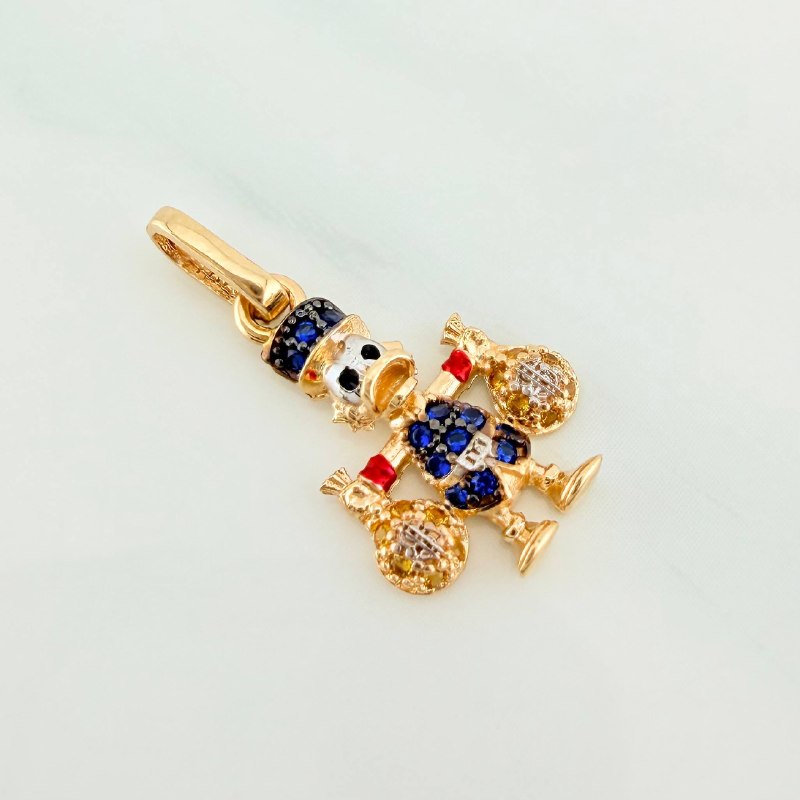 Pendant Duck Money Bags 1.5 g / 3/4 in Three Golds 18K