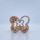 Butterfly Ring in Relief 5.1gr / Size 6 1/2 / Two-tone Yellow White 18K Gold &