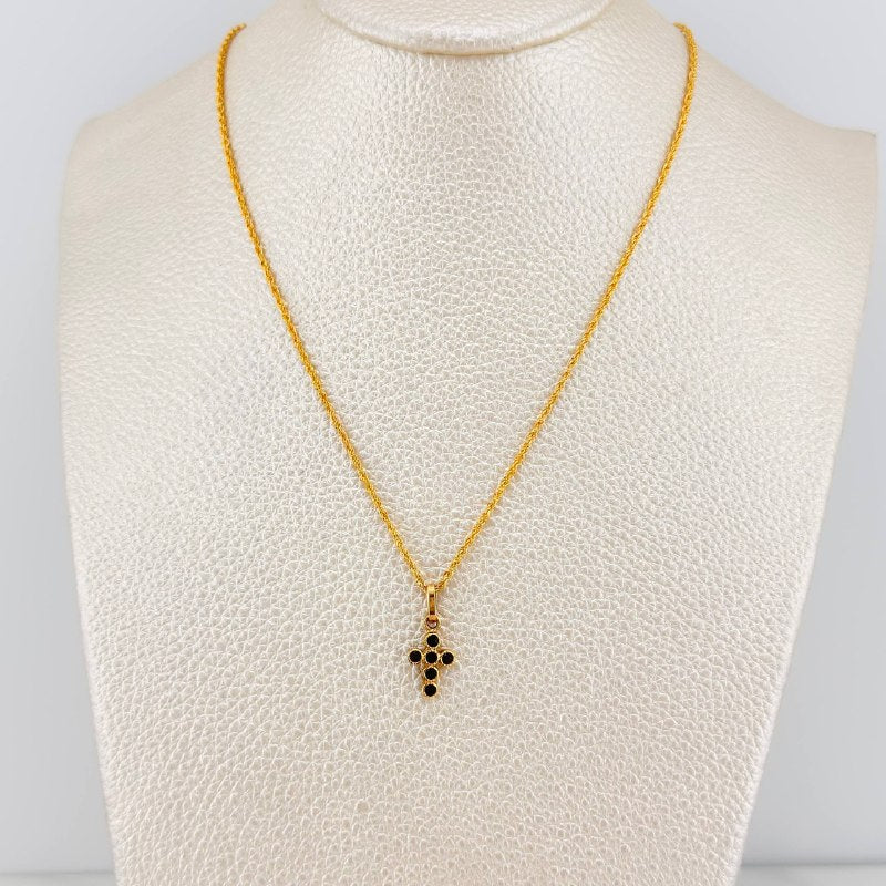 Set Cadena Lazo + Dije Cruz / 1,5 gr / 19 3/4 in Oro Amarillo 18K