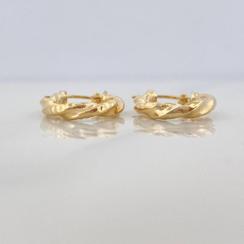 Hoop Earrings Milu Oval Striped 1.55 g / 3/4 in Yellow Gold 18K