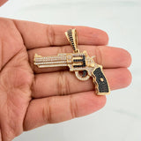 Dije Pistola 9.8 g / 1 3/4 in Dos Oros Negro Amarillo 18K