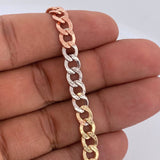 Cuban Bracelet 7.2gr / 8.5in / Three Golds +3 14K Italy &
