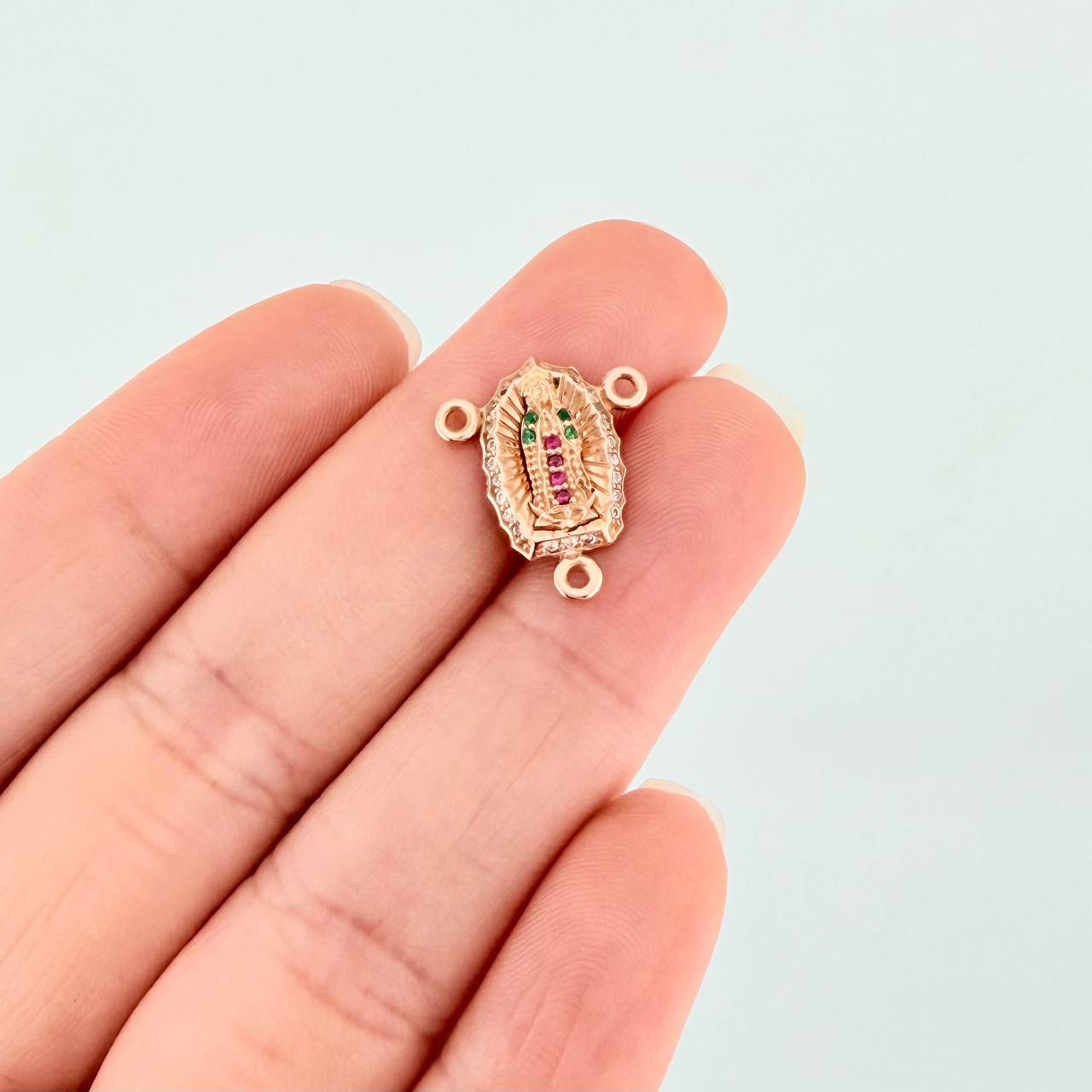 Charm Crucero Virgen de Guadalupe 1.25g / 1/2 in 18K Rose Gold