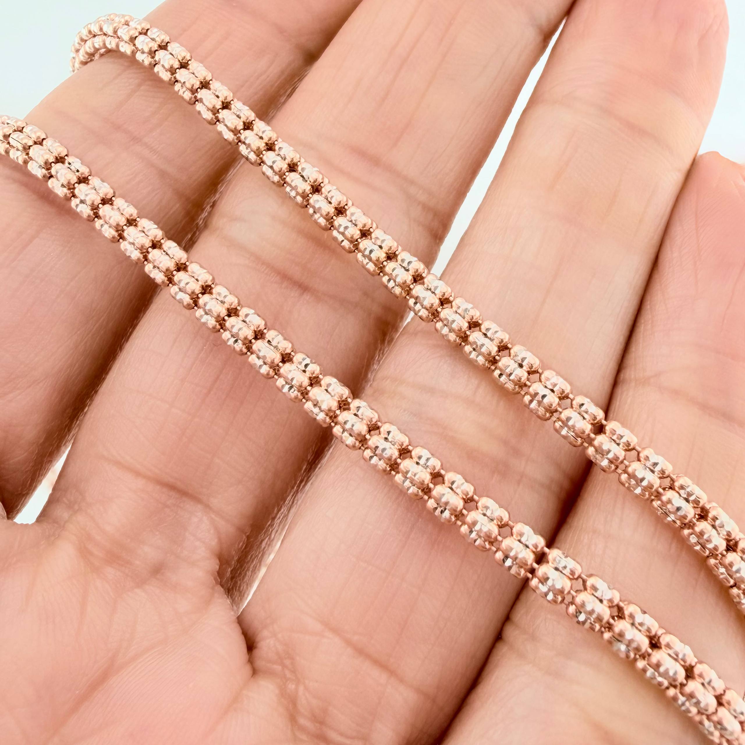 Ice Chain 24 g / 27 3/4 in / 3 mm Two-Tone White and Rose Gold 18K