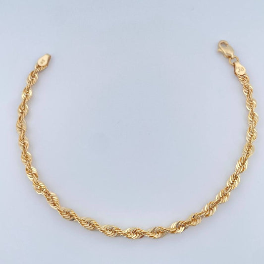Rope Bracelet 2.85gr / 7 3/4 in / Yellow Gold +3 14K Italy $