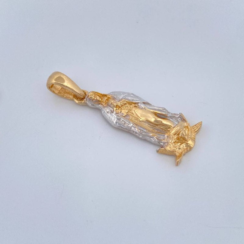 Dije Virgen Guadalupe 2.65gr / 3.1cm / Dos Oros Amarillo Blanco 18K $