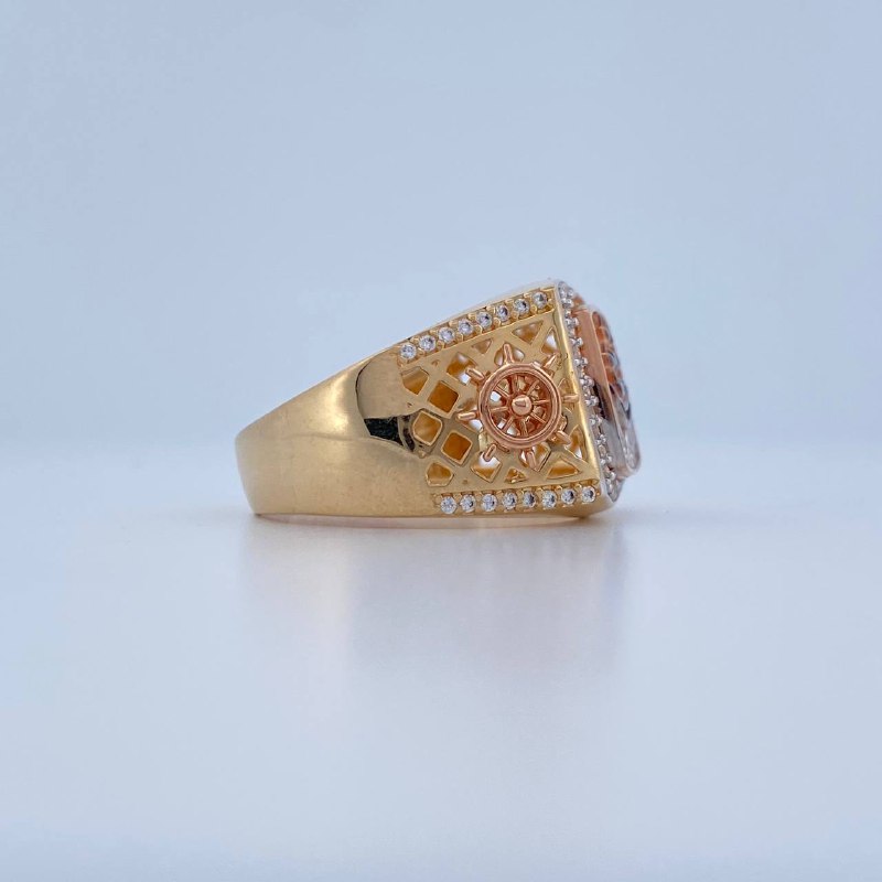 Anillo Barco 8.6gr / T9 1/2 / Tres Oros 18K &