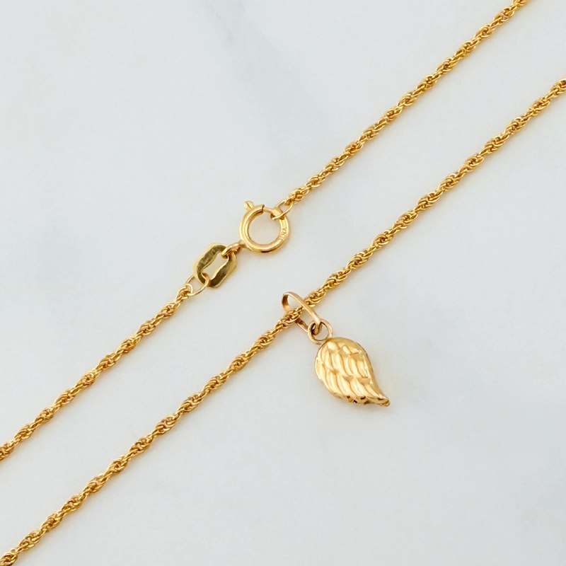 Set Cadena Lazo + Dije Ala / 1,15 gr / 17 3/4 in Oro Amarillo 18K