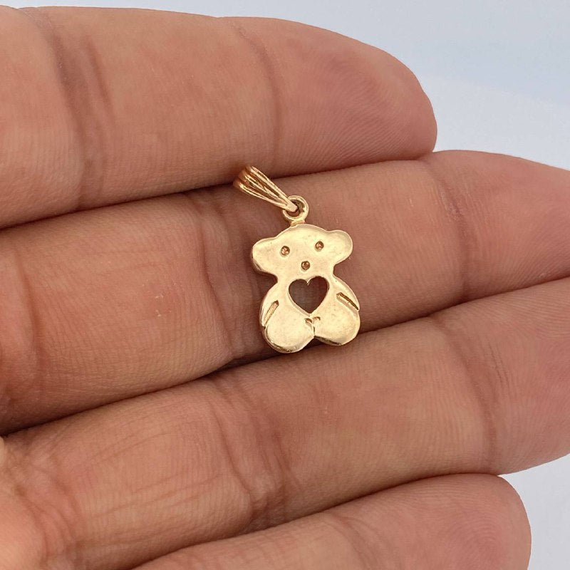 Heart Bear Pendant 1.3gr / 3/4 in / Two Tone 18K Gold
