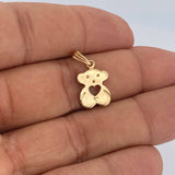 Heart Bear Pendant 1.3gr / 3/4 in / Two Tone 18K Gold