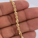 Rope Bracelet 2.7gr / 7 3/4 in / 14K Yellow Gold +3 Italy &
