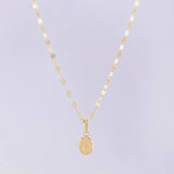 Mirror Flower Chain Set + Miraculous Virgin Pendant / 1.25g / 18 in Yellow Gold 18K