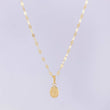 Set Cadena Flor Espejo + Dije Virgen Milagrosa / 1.25g / 18 in Oro Amarillo 18K