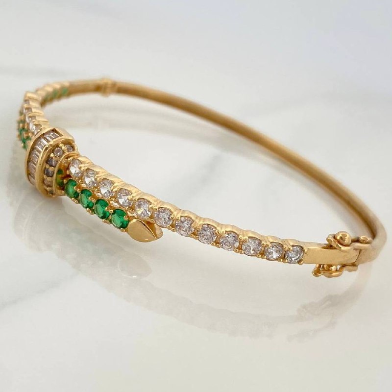 Pulso Stone Green 11.1 g / 7 1/2 in Oro Amarillo 18K