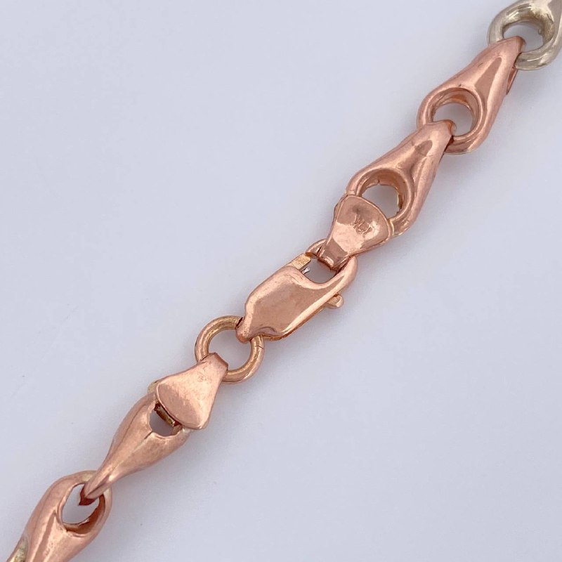 Cadena Rustica Espiga 9.8gr / 19 in / Dos Oros Blanco Rosa 18K &