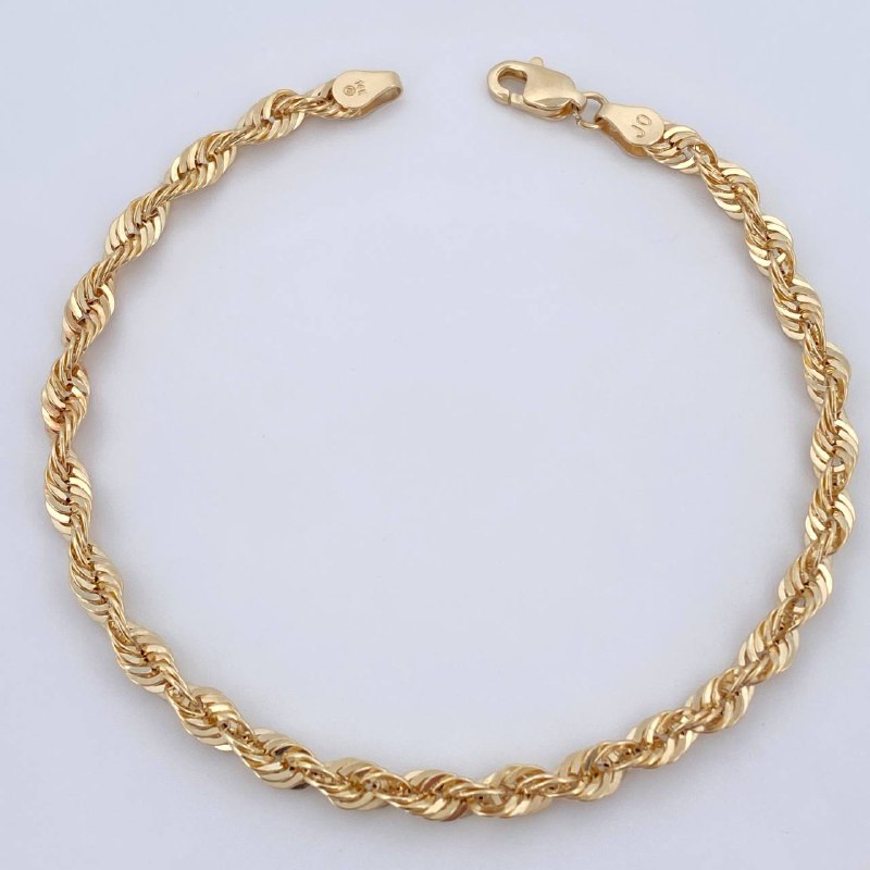 Rope Bracelet 2.7gr / 7 3/4 in / 14K Yellow Gold +3 Italy &