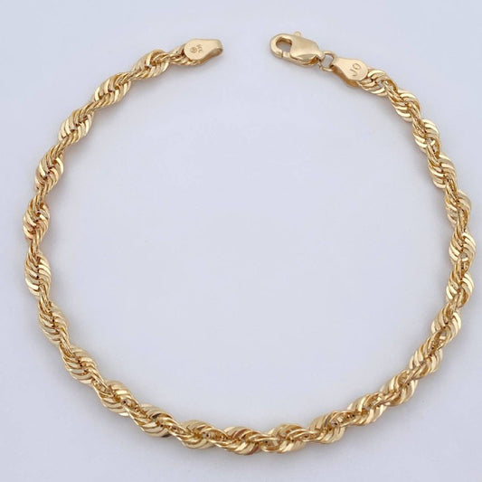 Rope Bracelet 2.7gr / 7 3/4 in / 14K Yellow Gold +3 Italy &