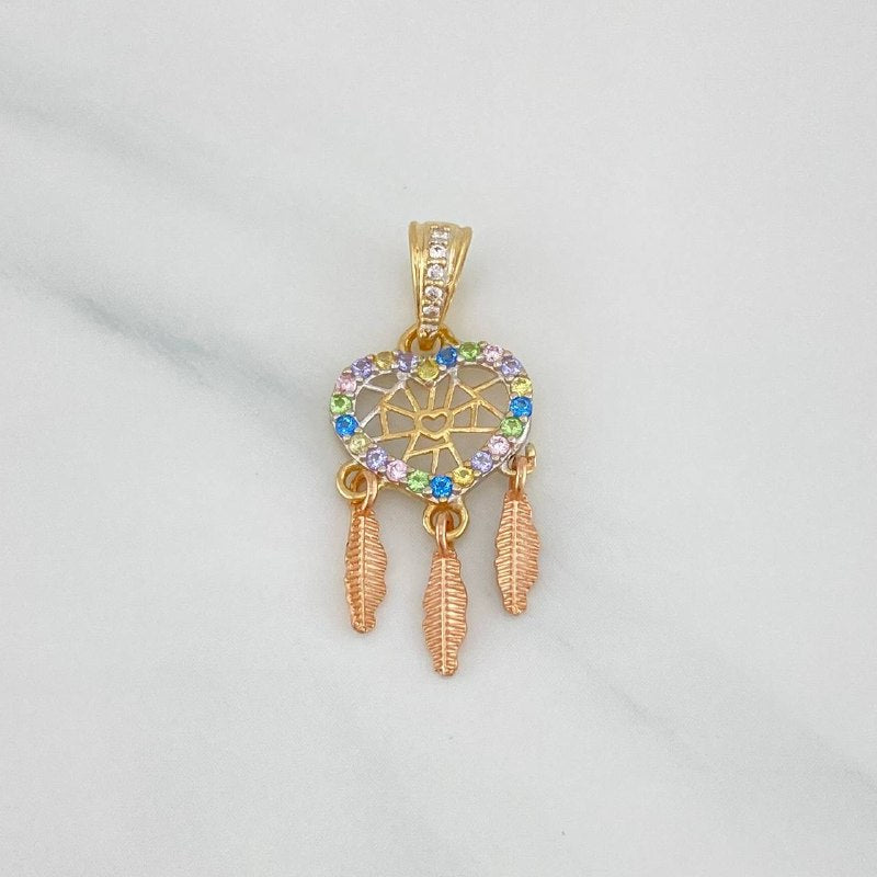 Dije Corazon Atrapasueños 1.5 g / 1 in Dos Oros Amarillo Rosa 18K