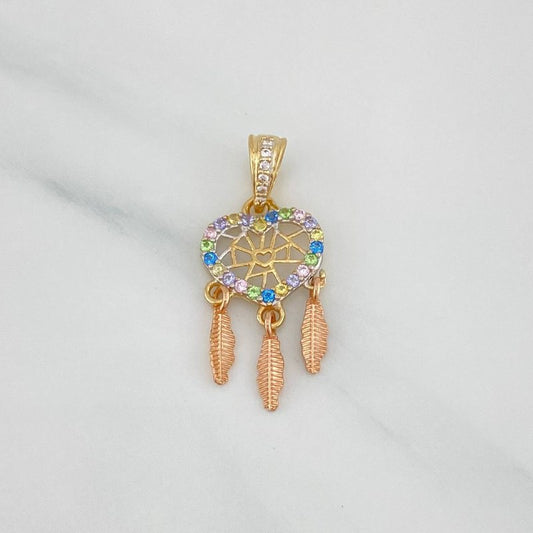 Dije Corazon Atrapasueños 1.5 g / 1 in Dos Oros Amarillo Rosa 18K
