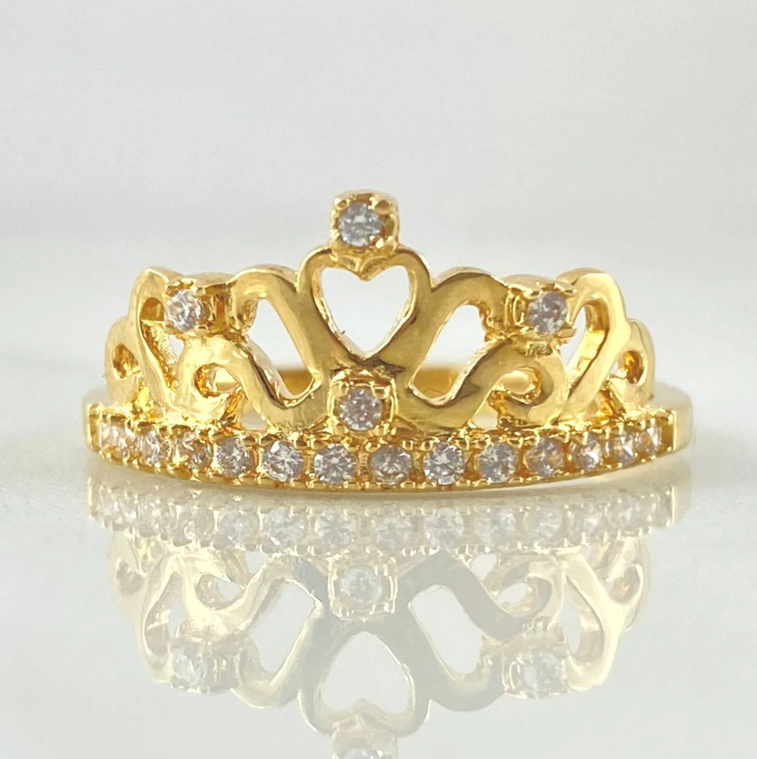 Anillo Corona Corazones 2.6gr / T6 1/4 / Oro Amarillo 18K