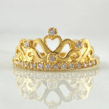 Anillo Corona Corazones 2.6gr / T6 1/4 / Oro Amarillo 18K