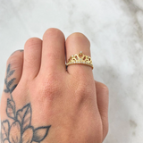 Anillo Corona Corazones 2.6gr / T6 1/4 / Oro Amarillo 18K