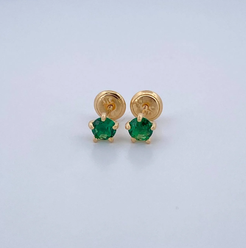 Stud Earrings Bezel Five Claws 0.85gr / 18K Gold