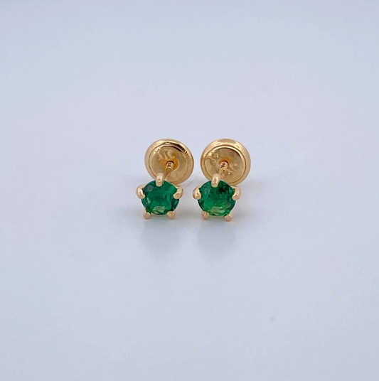 Stud Earrings Bezel Five Claws 0.85gr / 18K Gold