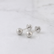Stud Earrings Bead 0.8gr / 6mm Diamond Cut 18K White Gold &