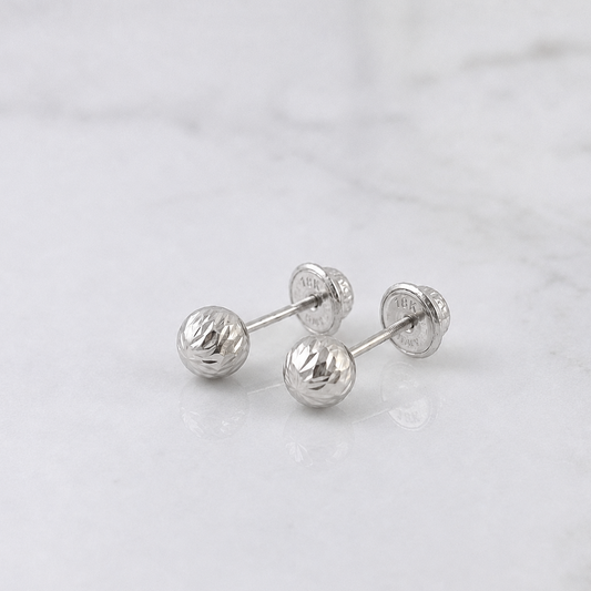 Topos Bola 0.8gr / 6mm Diamantada Oro Blanco 18K &