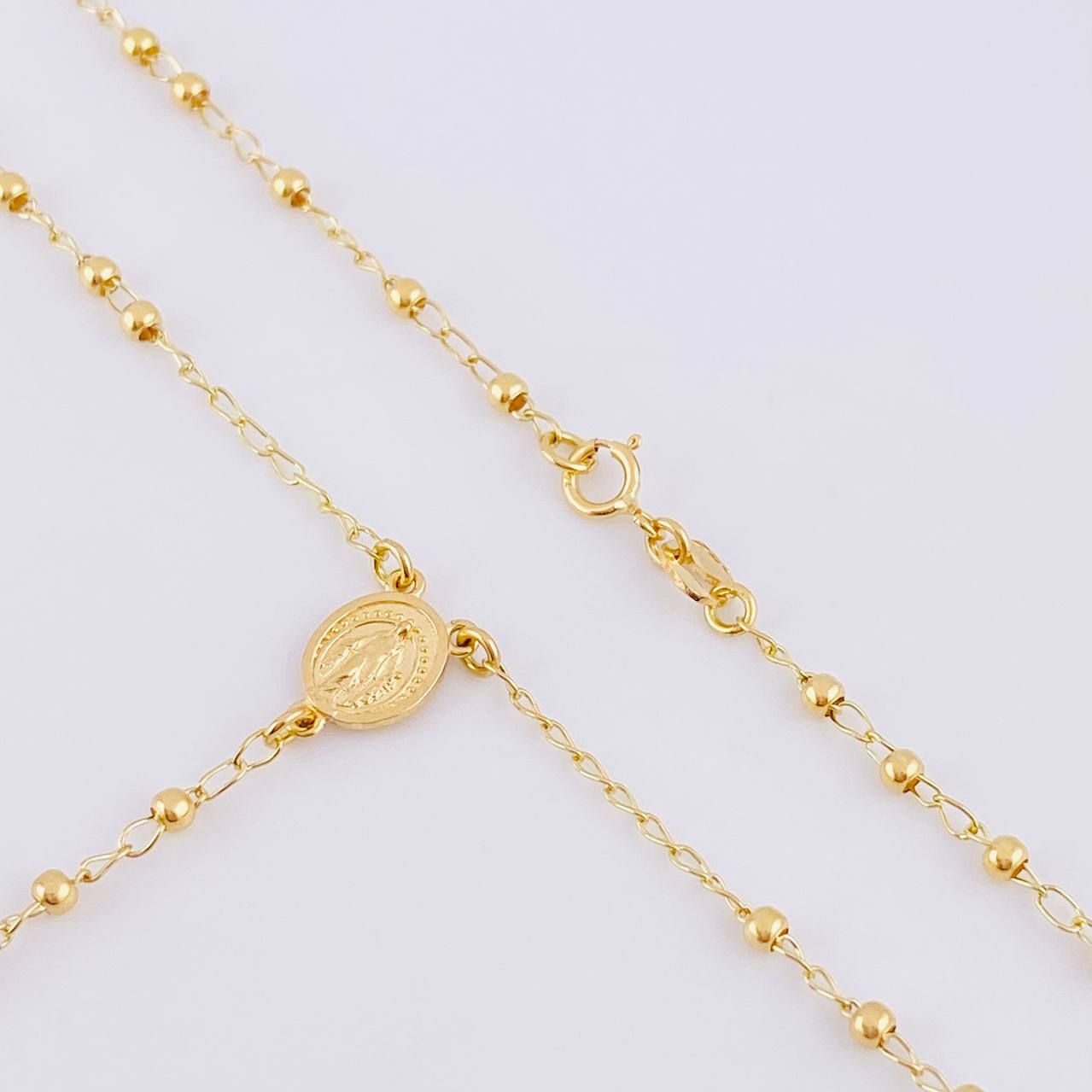 Rosario Virgen Milagrosa Cruz Lisa 3.85g / 22 in / 2.25mm Oro Amarillo 18K