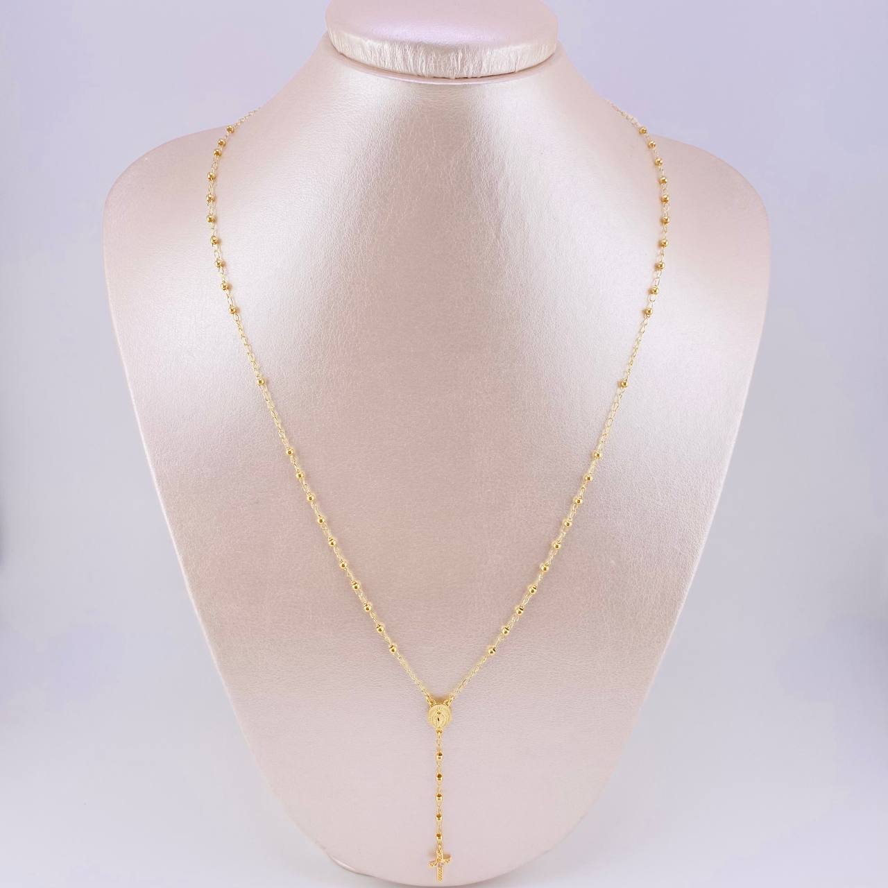 Rosary Miraculous Virgin Cross Mesh 4.05g / 22 in / 2.25mm Yellow Gold 18K