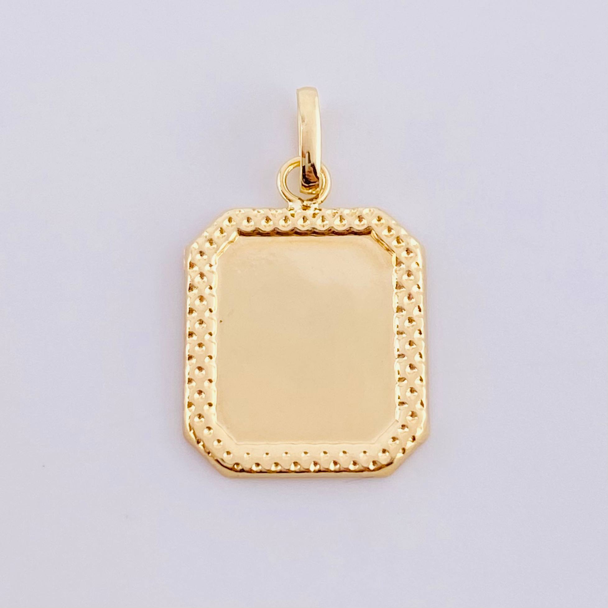Dije Placa Marco Bordeado 0.7 g / 1 in Oro Amarillo 18K