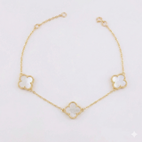 Modular Bracelet Clover White 2.25 g / 6 1/2 in - 5 3/4 in / 0.55 mm 18K Yellow Gold