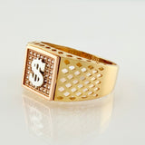 Anillo Sello Signo Dólar 6.2gr / T11 / Tres Oros 18K