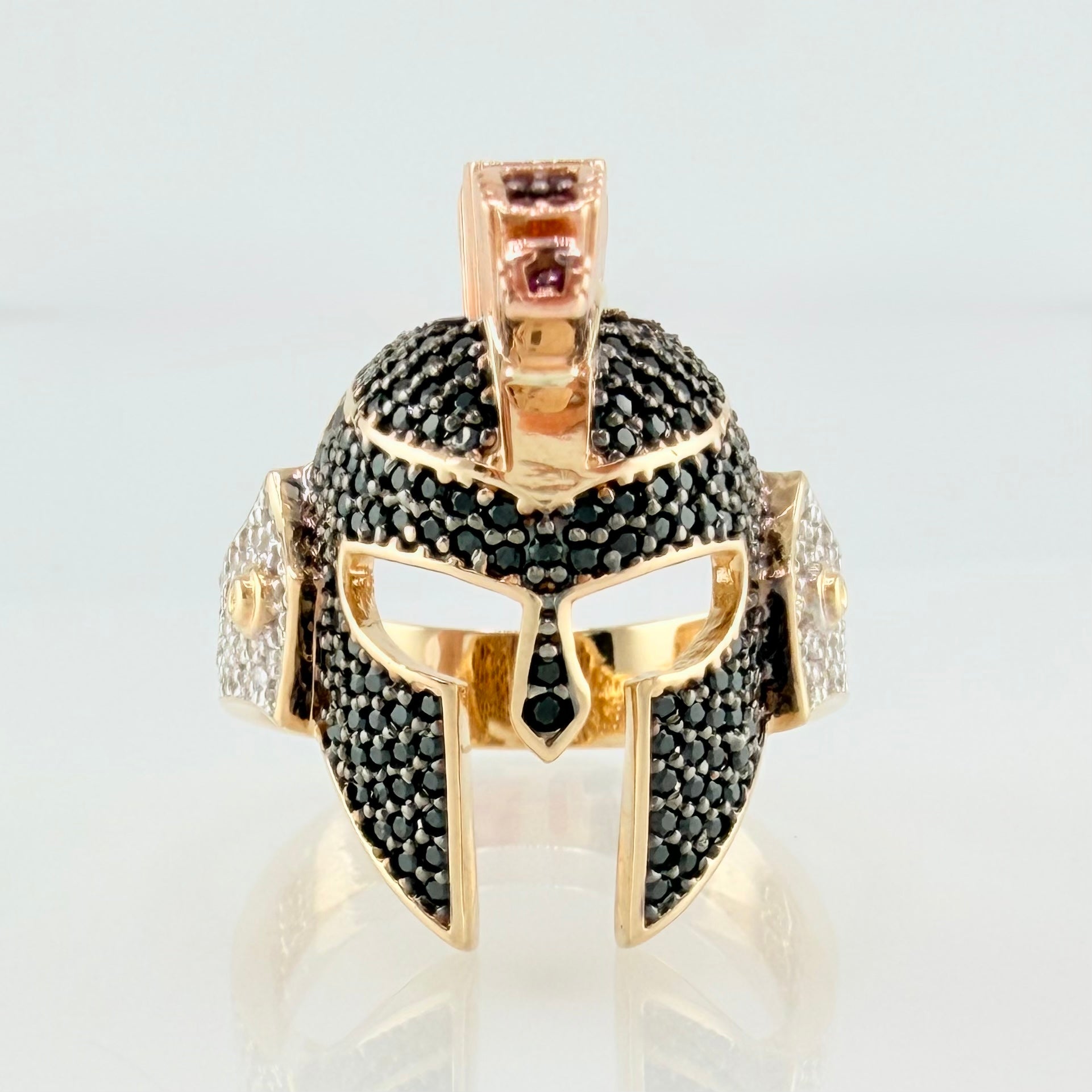 Anillo Casco de Gladiador 9.5gr / T10 1/2 / Dos Oros Amarillo Rosa 18K