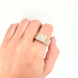 Anillo Sello Signo Dólar 6.2gr / T11 / Tres Oros 18K