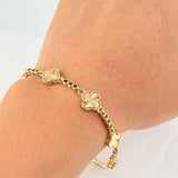 Pulso Trebol Dorado 9.3gr / 7 in / 9.3mm Oro Amarillo Nac.Esp. 18K *