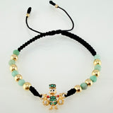 Pulsera Negra Herraje Pato Bolsa Dinero 2.5gr / 5mm-3mm Oro Amarillo 18K *