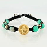 Pulsera Negra Herraje Virgen Milagrosa 1.45gr / 5mm-3mm Oro Amarillo 18K *