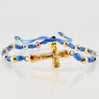 Pulsera Azul Herraje Cruz 1.88gr / 4mm-3mm Tres Oros 18K *