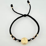 Black Bracelet Charm Virgin of Guadalupe 1.17gr / 4mm-3mm Three-tone Gold 18K *