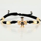 Pulsera Negra Herraje Pato Bolsa Dinero 2.67gr / 5mm-3mm Oro Amarillo 18K *
