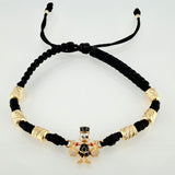 Pulsera Negra Herraje Pato Bolsa Dinero 2.67gr / 5mm-3mm Oro Amarillo 18K *