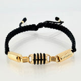 Pulsera Negra Herraje Retazo Rustico 1.95gr / 3mm Oro Amarillo 18K *