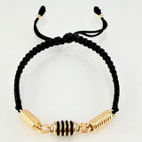 Pulsera Negra Herraje Retazo Rustico 1.95gr / 3mm Oro Amarillo 18K *