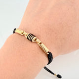 Pulsera Negra Herraje Retazo Rustico 1.95gr / 3mm Oro Amarillo 18K *