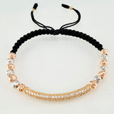 Pulsera Negra Herraje Cilindro 4.92gr / 5mm-3mm Tres Oros 18K *