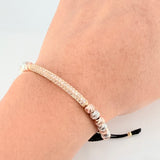 Pulsera Negra Herraje Cilindro 4.92gr / 5mm-3mm Tres Oros 18K *
